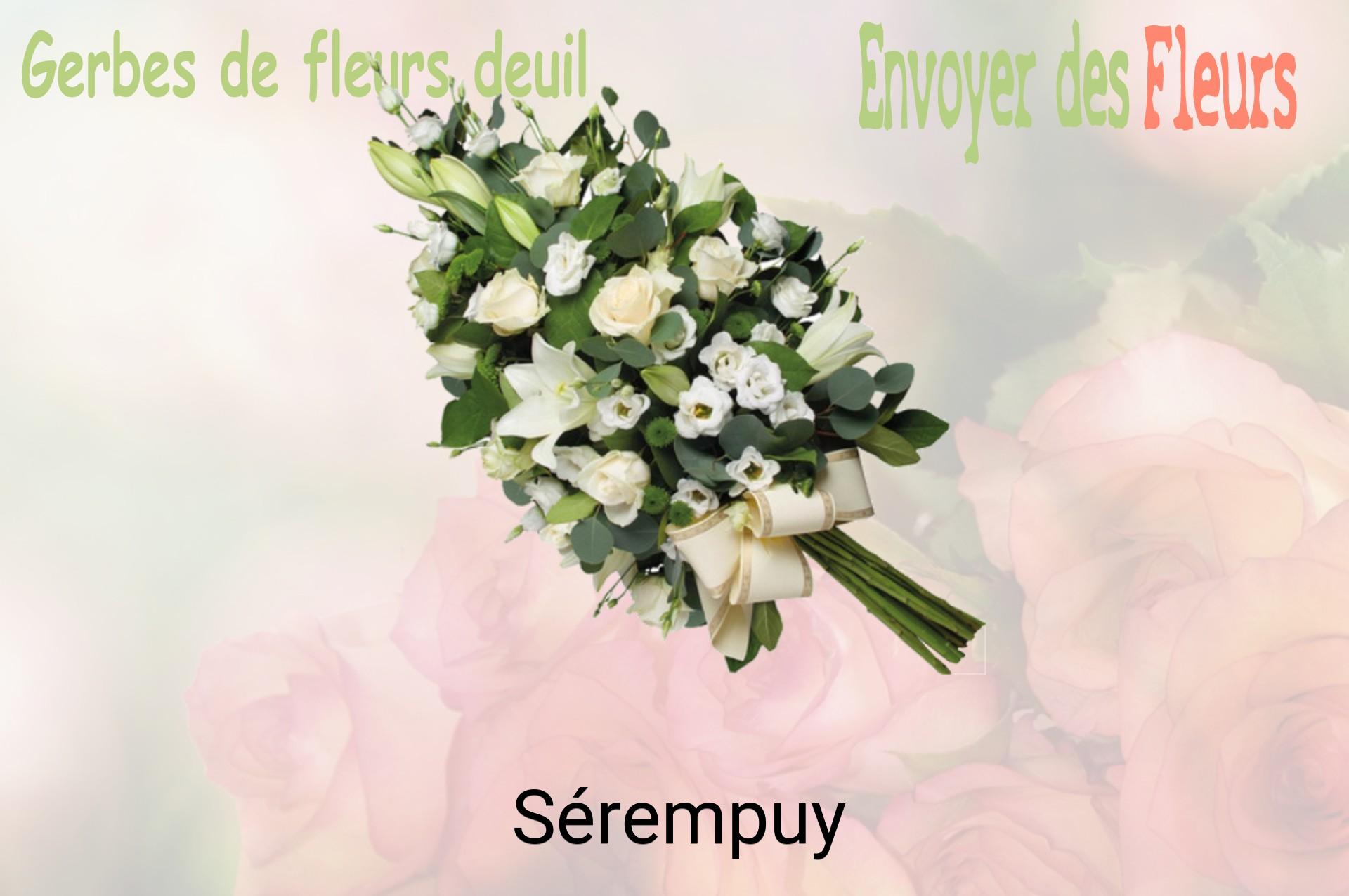 Gerbe de fleurs de deuil livrée à Sérempuy